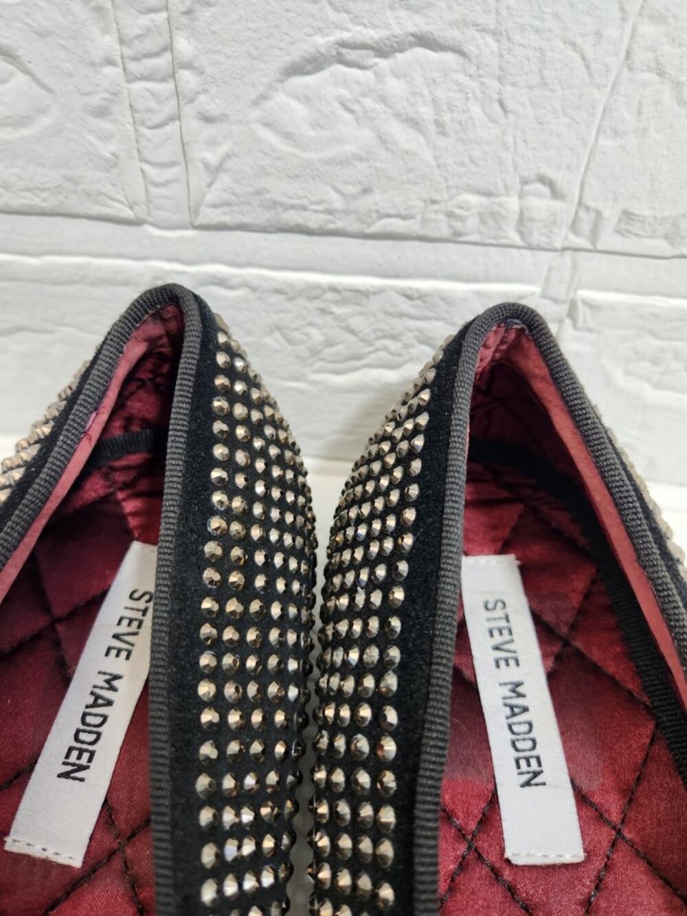 Steve Madden Caviar Loafer Shoes Men Size 8.5 Black Rhinestone Slip On Leather - Picture 9 of 9